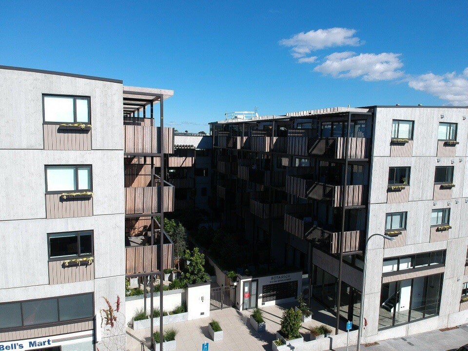 Botanica courtyard with balconies and aluminium joinery