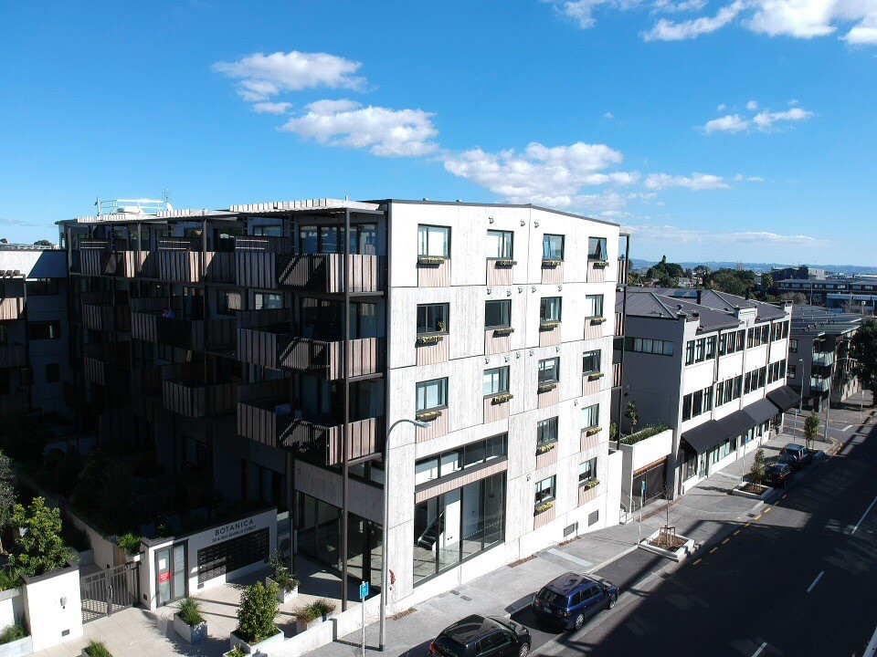 Botanica development street view with large glazed facades